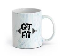 AYUEHBN cerámica Taza de Café de Cerámica Ponte En Forma Gimnasia Con Mancuernas Gimnasio Culturismo （11oz/320ml） Para té, café y bebidas calientes Azul mármol