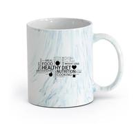 AYUEHBN cerámica Taza de Café Dieta saludable, nutrición, palabras clave, pérdida de peso, salud, estilo de vida （11oz/320ml） Porcelana fina (cerámica) Azul mármol