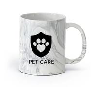 AYUEHBN cerámica Taza de Café Emblema con símbolo de huella de pata de gato y perro para tienda de mascotas （11oz/320ml） Apto para lavavajillas Negro mármol