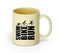 AYUEHBN cerámica Taza de Café Póster deportivo de maratón, triatlón, natación, carrera y ciclismo. （11oz/320ml） Café, té, latte, leche, cacao, zumo y otras bebidas calientes Beige