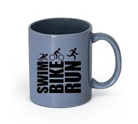 AYUEHBN cerámica Taza de Café Póster deportivo de maratón, triatlón, natación, carrera y ciclismo. （11oz/320ml） Café, té, latte, leche, cacao, zumo y otras bebidas calientes Gris azulado