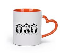 AYUEHBN cerámica Taza de Café Símbolos del budismo: Los tres monos sabios, yoga, meditación, relajación, OM, zen. （11oz/320ml） Apto para lavavajillas Naranja