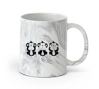AYUEHBN cerámica Taza de Café Símbolos del budismo: Los tres monos sabios, yoga, meditación, relajación, OM, zen. （11oz/320ml） Apto para lavavajillas Negro mármol