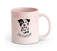 AYUEHBN cerámica Taza de Café Tienda de mascotas Linda cabeza de perro Youse Cuidado de animales （11oz/320ml） Oficina, hogar, cafetería, apto para lavavajillas y microondas Rosa mármol