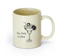 AYUEHBN cerámica Taza de Cerámica La fiesta está aquí. Bebida alcohólica. Bar. Copa de cóctel. Buzo. （11oz/320ml） Ideal para usar en casa y la oficina Amarillo claro