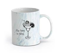 AYUEHBN cerámica Taza de Cerámica La fiesta está aquí. Bebida alcohólica. Bar. Copa de cóctel. Buzo. （11oz/320ml） Ideal para usar en casa y la oficina Azul mármol