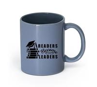 AYUEHBN cerámica Taza de Cerámica Libros con citas motivacionales para que los lectores se conviertan en líderes （11oz/320ml） Para espresso, juego de té Gris azulado