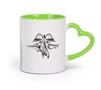 AYUEHBN cerámica Taza de Cerámica para Café, Té y Cacao Ángeles y Santos Ángel Alado Muy Hermoso （11oz/320ml） Para bebidas calientes, latte, capuchino Verde