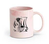 AYUEHBN cerámica Taza de Cerámica para Café, Té y Cacao Barco vikingo Drakkar con cabeza de dragón （11oz/320ml） Café, té, latte, leche, cacao, zumo y otras bebidas calientes Rosa mármol