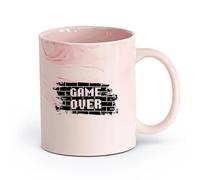 AYUEHBN cerámica Taza de Cerámica para Café, Té y Cacao Bricks Game Over Gaming Boys Juegan Videojuegos （11oz/320ml） Para té, café, infusión caliente Rosa mármol