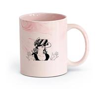 AYUEHBN cerámica Taza de Cerámica para Café, Té y Cacao Casco de realidad virtual Dispositivo VR Mujer （11oz/320ml） Para café, avena, té, fácil de limpiar Rosa mármol