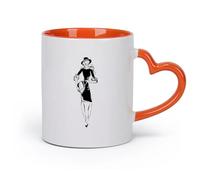 AYUEHBN cerámica Taza de Cerámica para Café, Té y Cacao Chica modelo de tienda de moda comprando （11oz/320ml） Ideal para el hogar, la oficina, cafeterías, ideas de regalo Naranja