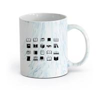 AYUEHBN cerámica Taza de Cerámica para Café, Té y Cacao Colección de la biblioteca Many Books Librería （11oz/320ml） Para té, chocolate caliente Azul mármol