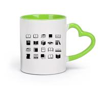 AYUEHBN cerámica Taza de Cerámica para Café, Té y Cacao Colección de la biblioteca Many Books Librería （11oz/320ml） Para té, chocolate caliente Verde