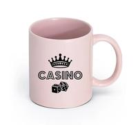 AYUEHBN cerámica Taza de Cerámica para Café, Té y Cacao Dados Póker Cartas Casino Apuestas （11oz/320ml） para amantes del café, mejores amigos del trabajo, compañeros de trabajo y amigos Rosa