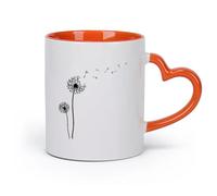 AYUEHBN cerámica Taza de Cerámica para Café, Té y Cacao Dientes de león vuelan semillas flor floral （11oz/320ml） Para Té, Café, Leche, Capuchino Naranja