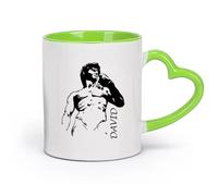 AYUEHBN cerámica Taza de Cerámica para Café, Té y Cacao Estatua de David de Miguel Ángel Escultura （11oz/320ml） Taza de cerámica para capuchino, té, leche Verde