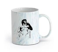 AYUEHBN cerámica Taza de Cerámica para Café, Té y Cacao Estatua de David de Miguel Ángel Escultura （11oz/320ml） Taza de cerámica para capuchino, té, leche Azul mármol