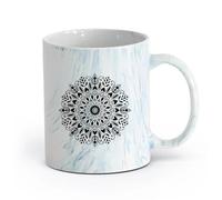 AYUEHBN cerámica Taza de Cerámica para Café, Té y Cacao Estudio de yoga, hinduismo, budismo y mandala （11oz/320ml） Para té, café y bebidas calientes Azul mármol