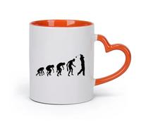 AYUEHBN cerámica Taza de Cerámica para Café, Té y Cacao Evolución del golfista del club de golf （11oz/320ml） Taza de cerámica para capuchino, té, leche Naranja