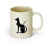 AYUEHBN cerámica Taza de Cerámica para Café, Té y Cacao Gato egipcio Animal mágico del Antiguo Egipto （11oz/320ml） Para té, café, infusión caliente Amarillo claro