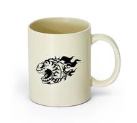 AYUEHBN cerámica Taza de Cerámica para Café, Té y Cacao Juego deportivo de béisbol y bola de fuego （11oz/320ml） Cappuccino, Latte Macchiato, té, espresso Amarillo claro