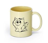AYUEHBN cerámica Taza de Cerámica para Café, Té y Cacao Lindo gato animal mascotas guardería （11oz/320ml） Elegante y duradero: apto para microondas y lavavajillas Beige