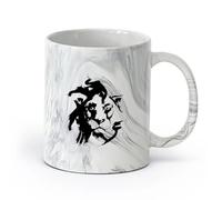 AYUEHBN cerámica Taza de Cerámica para Café, Té y Cacao Resumen Rey Animal León Cabeza Depredador （11oz/320ml） Tazas de cerámica para el hogar o el trabajo Negro mármol