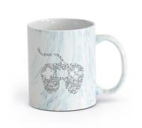 AYUEHBN cerámica Taza de Cerámica para Café, Té y Cacao Sala de juegos de videojuegos con chip joystick （11oz/320ml） Para té, chocolate caliente Azul mármol