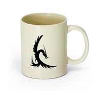 AYUEHBN cerámica Taza de Cerámica para Café, Té y Cacao Tatuaje de dragón de hada voladora de fuego （11oz/320ml） Para té, chocolate caliente Amarillo claro