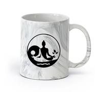 AYUEHBN cerámica Taza de Cerámica para Café, Té y Cacao Yoga Meditación Chica Filosofía Zhen Yin Yang （11oz/320ml） Para café, avena, té, fácil de limpiar Negro mármol