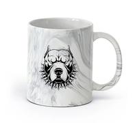 AYUEHBN cerámica Taza de Cerámica para Hogar y Oficina American Staffordshire Terrier, perro enojado （11oz/320ml） Para Té, Café, Leche, Capuchino Negro mármol