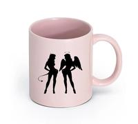 AYUEHBN cerámica Taza de Cerámica para Hogar y Oficina atractivo sexual Chicas Ángel y Demonio （11oz/320ml） Taza de cerámica para capuchino, té, leche Rosa
