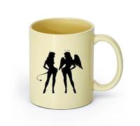 AYUEHBN cerámica Taza de Cerámica para Hogar y Oficina atractivo sexual Chicas Ángel y Demonio （11oz/320ml） Taza de cerámica para capuchino, té, leche Beige