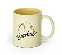 AYUEHBN cerámica Taza de Cerámica para Hogar y Oficina Béisbol Palabra Pelota Jugador Deporte （11oz/320ml） Cappuccino, Latte Macchiato, té, espresso Beige