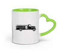 AYUEHBN cerámica Taza de Cerámica para Hogar y Oficina Camión de bomberos genial Hot Ride ation Boy's （11oz/320ml） Para té, café, infusión caliente Verde