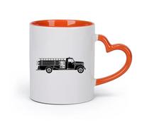AYUEHBN cerámica Taza de Cerámica para Hogar y Oficina Camión de bomberos genial Hot Ride ation Boy's （11oz/320ml） Para té, café, infusión caliente Naranja