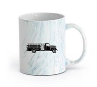 AYUEHBN cerámica Taza de Cerámica para Hogar y Oficina Camión de bomberos genial Hot Ride ation Boy's （11oz/320ml） Para té, café, infusión caliente Azul mármol