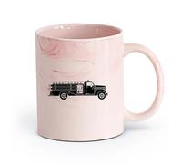 AYUEHBN cerámica Taza de Cerámica para Hogar y Oficina Camión de bomberos genial Hot Ride ation Boy's （11oz/320ml） Para té, café, infusión caliente Rosa mármol