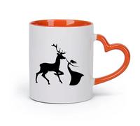 AYUEHBN cerámica Taza de Cerámica para Hogar y Oficina Ciervo del bosque y animal de la princesa niña （11oz/320ml） Para té, chocolate caliente Naranja