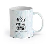 AYUEHBN cerámica Taza de Cerámica para Hogar y Oficina Cita Libros Llamando Debo ir Biblioteca Lectura （11oz/320ml） Para leche, té, cola y agua Azul mármol