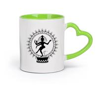 AYUEHBN cerámica Taza de Cerámica para Hogar y Oficina Dios hindú Shiva Religión india Vedas Vinilo （11oz/320ml） Café, té, latte, leche, cacao, zumo y otras bebidas calientes Verde