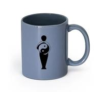 AYUEHBN cerámica Taza de Cerámica para Hogar y Oficina Filosofía china Yin Yang Meditación Zen （11oz/320ml） Taza de cerámica para capuchino, té, leche Gris azulado