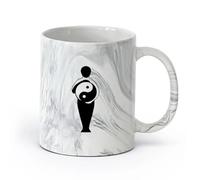 AYUEHBN cerámica Taza de Cerámica para Hogar y Oficina Filosofía china Yin Yang Meditación Zen （11oz/320ml） Taza de cerámica para capuchino, té, leche Negro mármol