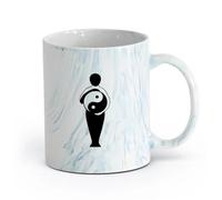 AYUEHBN cerámica Taza de Cerámica para Hogar y Oficina Filosofía china Yin Yang Meditación Zen （11oz/320ml） Taza de cerámica para capuchino, té, leche Azul mármol