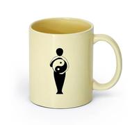 AYUEHBN cerámica Taza de Cerámica para Hogar y Oficina Filosofía china Yin Yang Meditación Zen （11oz/320ml） Taza de cerámica para capuchino, té, leche Beige