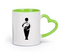 AYUEHBN cerámica Taza de Cerámica para Hogar y Oficina Filosofía china Yin Yang Meditación Zen （11oz/320ml） Taza de cerámica para capuchino, té, leche Verde