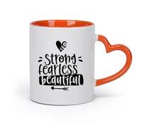 AYUEHBN cerámica Taza de Cerámica para Hogar y Oficina Fuerte, valiente, hermosa, mujer, niña, mujer （11oz/320ml） Ideal para usar en casa y la oficina Naranja