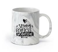 AYUEHBN cerámica Taza de Cerámica para Hogar y Oficina Fuerte, valiente, hermosa, mujer, niña, mujer （11oz/320ml） Ideal para usar en casa y la oficina Negro mármol