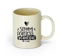 AYUEHBN cerámica Taza de Cerámica para Hogar y Oficina Fuerte, valiente, hermosa, mujer, niña, mujer （11oz/320ml） Ideal para usar en casa y la oficina Amarillo claro
